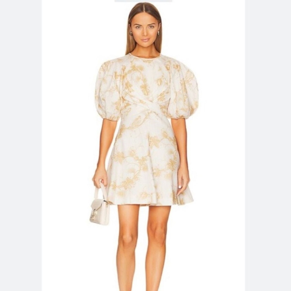 Zimmermann Floral-print Puff Sleeve Mini Dress - Yellow